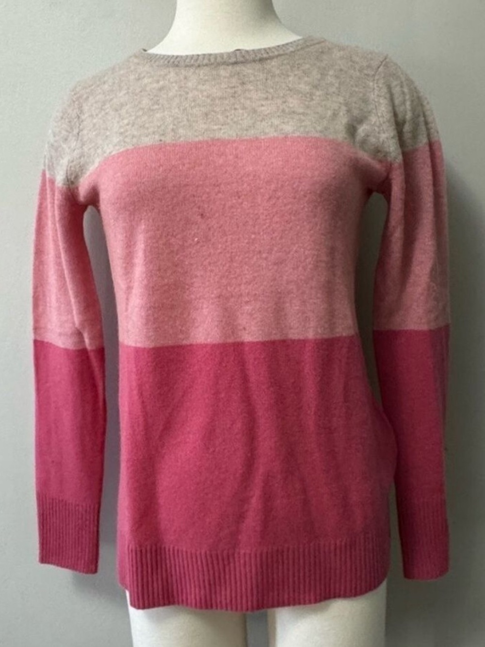 Nanette Lepore Colorblock Pink and Tan Sweater Cashmere Small